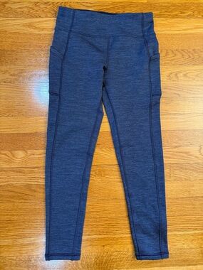Athleta Girl Polartec Tight Heathered Dark Navy Blue -Size XL/14 Fleece Leggings